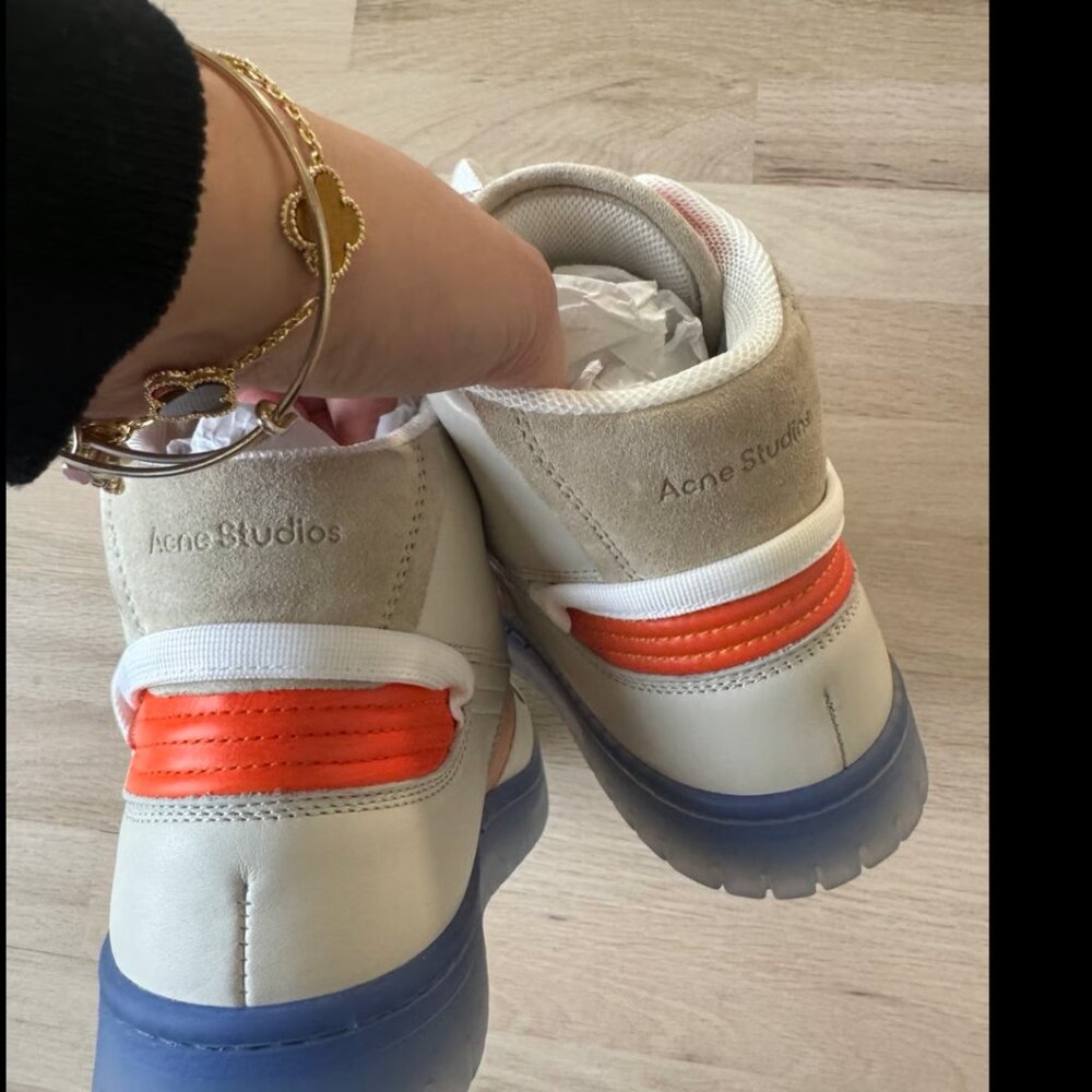 ACNE STUDIOS Colour-block High-top Sneakers In Off White multi Size 39 - Picture 2 of 6